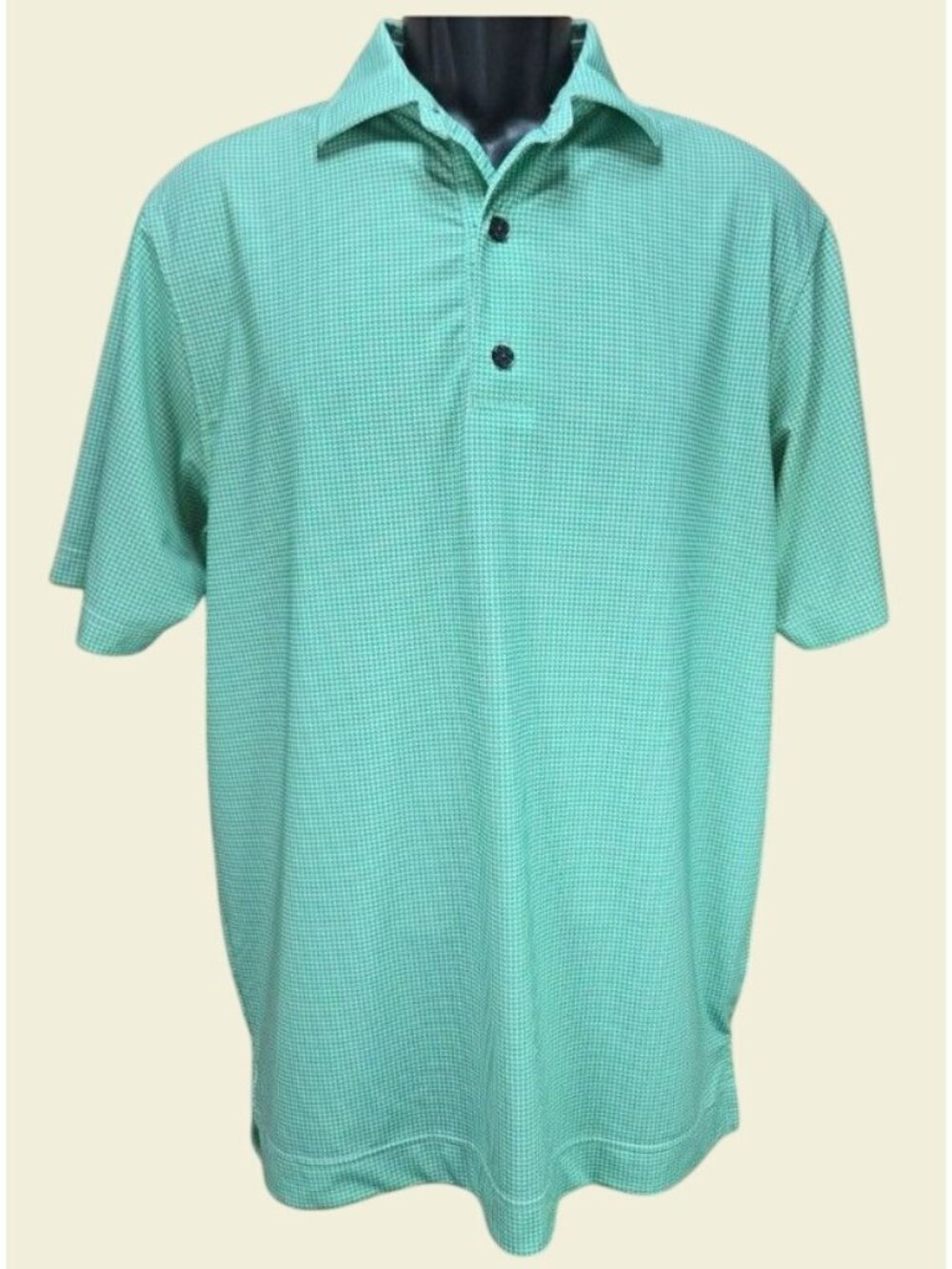 Footjoy Mens Green Houndstooth Lisle Polo Small